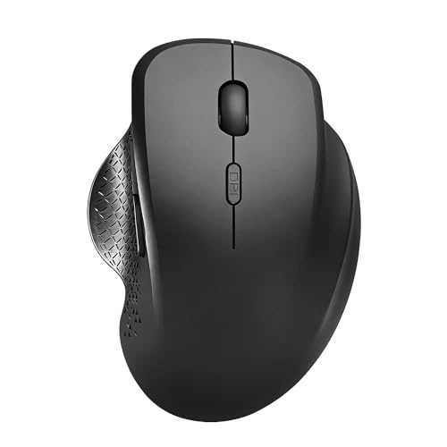 Uiosmuph G09 Bluetooth Wireless Mouse, Rechargeable Ergonomic Mouse - Black | Dual Mode BT5.1&2.4G, USB C Charging, Silent Click, Side Buttons, 1600DPI, USB Receiver, Type C Adapter, for Laptop/Mac/iPad - color: Black