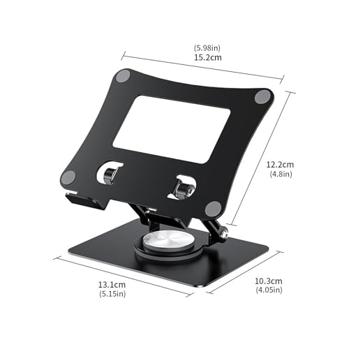 Adjustable Laptop Stand with 360 Degree Rotatable Base Foldable Laptop Holder for Desk Ergonomic Computer Notebook - color: Silver