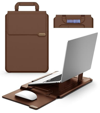 Nillkin 16 inch Laptop Sleeve with Stand (4-in-1), 2 Stand Modes, Mouse Pad | Magnetic Handle | MacBook Sleeve | Slim Laptop Case 16 inch for Samsung/Surface/HP/Chromebook/Dell/Lenovo/Asus 13-16'', Brown - color: Brown, size: 13-16 inch