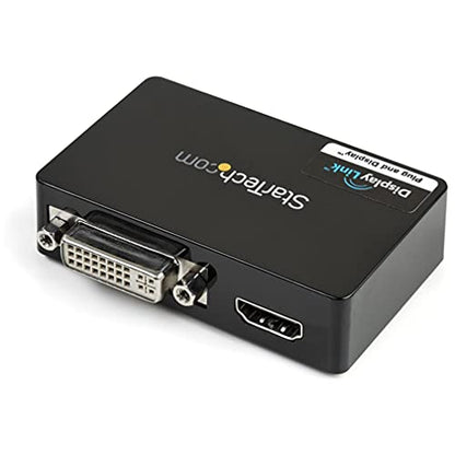 StarTech USB 3.0 to HDMI / DVI Dual Monitor Adapter Cable, 2048 x 1152, TAA | USB to HDMI and DVI-I external graphics, USB powered, DVI to VGA adapter included, Mac and Windows