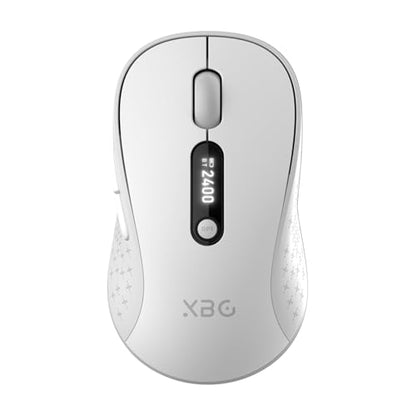 XBG B15Pro Tri-Mode Wireless Bluetooth Mouse with LED Display for Laptop | Bluetooth 5.0/4.0 & 2.4G, 2400 DPI, 500mAh Type-C Rechargeable, Ergonomic Silent Click, Multi-Device for PC Tablet Office - style: B15 Pro-White