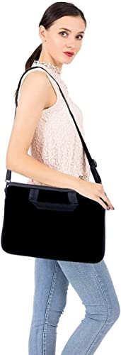 10 inches Messenger Bag Carrying Case with Handle Accessory Pocket Fits 7 to 10-Inch Laptops/Notebook/ebooks/Kids Pad (7-10.2 inch, Pure Black) - color: Pure Black, size: 7-10.2 inch