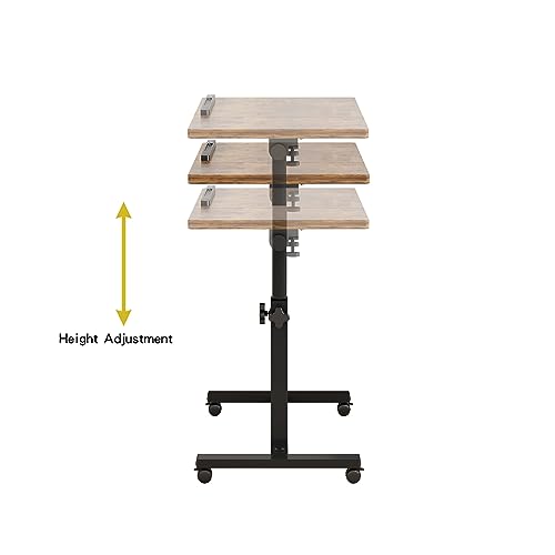 TigerDad Adjustable Overbed Table with Wheels, Rolling Laptop Bed Desk for Home Hospital Use, Height & Tilt Adjustable Mobile Table for Eating, Working, Reading in Bed or Sofa