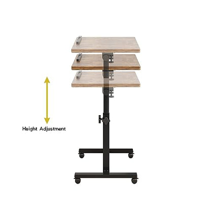 TigerDad Adjustable Overbed Table with Wheels, Rolling Laptop Bed Desk for Home Hospital Use, Height & Tilt Adjustable Mobile Table for Eating, Working, Reading in Bed or Sofa