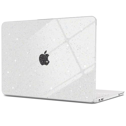 G JGOO Compatible with MacBook Neo Case 13 inch 2026 Model A3404 with A18 Pro Chip, Glitter Protective Plastic Hard Shell for Mac Neo Case with Keyboard Cover & Screen Protector, Sparkly Clear - color: Glitter Clear