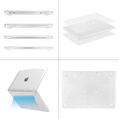 MOSISO Sparkly Glitter Case Compatible with MacBook Neo Case 13 inch 2026 | Model A3404 with A18 Pro Chip, Crack-Resistant Protective Hard Shell Case&Keyboard Cover&ScreenFilm&Pouch, Transparent - color: Transparent