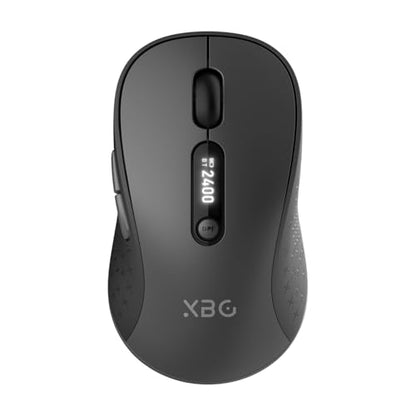 XBG B15Pro Tri-Mode Wireless Bluetooth Mouse with LED Display for Laptop | Bluetooth 5.0/4.0 & 2.4G, 2400 DPI, 500mAh Type-C Rechargeable, Ergonomic Silent Click, Multi-Device for PC Tablet Office - style: B15 Pro-Black