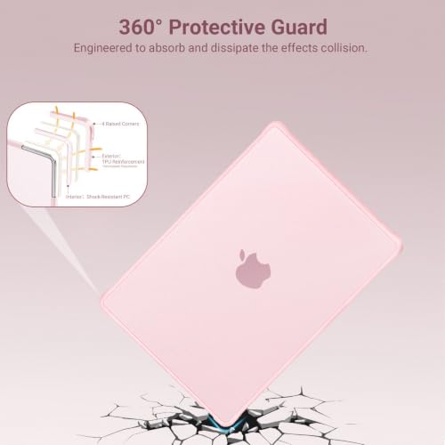 MOSISO Compatible with MacBook Air 13 inch Case M5 2026 M4 M3 M2 2025-2022 | TPU Bumper Hard Shell&Puffy Sleeve Bag&Keyboard Skin&Webcam Cover&Screen Film for MacBook Air 13.6 inch Case, Pink - color: Pink
