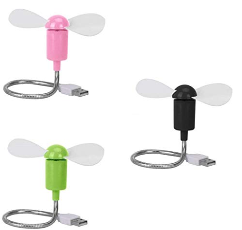 Mini Mobile USB Powered Cooling Fan Flexible Goose neck Air Blower For Desktop PC Computer Laptop Notebook Tablet 3 Pack (Pink/Green/Black) - color: Pink/Green/Black