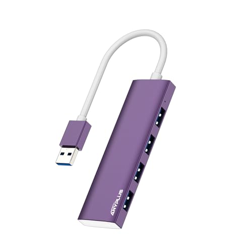 USB Hub, USB 3.0 Hub Aluminum Alloy Ultra Slim USB Splitter, Portable 4 Port USB Extender, USB Hub for Laptop, PC, MacBook, iMac, Surface Pro, Mac Pro, Flash Drive, XPS 【Purple】 - color: Purple-Aluminum Alloy, size: 25cm