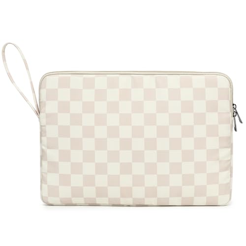 Khaki Checkered Laptop Sleeve Case Bag Cover with Pocket for MacBook Pro 16 and 16 inch HP Lenovo Dell ASUS Acer Notebook Computer - color: Khaki Checkered, size: 16 inch