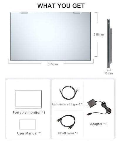LB D16 Portable Dual Monitor 15.6 Inch 1080P FHD IPS Stacked Double Screen USB-C Mini HDMI Dual Display with Gravity Sensor HDR for Coding Stock Trading Office - size: D16 (Dual 15.6")