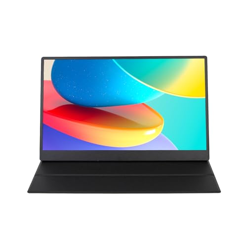 Portable Monitor, 15.6" 1080P FHD IPS Travel Monitor w/Smart Cover & Speakers, HDMI USB C Plug & Play, Second External Monitor for Laptop/PC/Phone/Mac