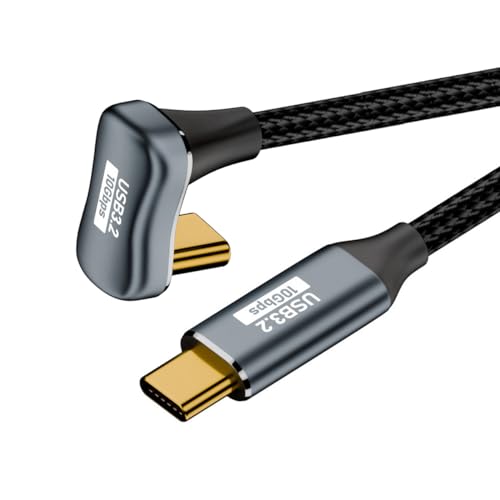 cablecc 10Gbps 100W USB-C USB 3.1 Type C Male to Male Extension Data Cable Opposite U Shape Back Angled with Sleeve 50CM - style: U Shape Angled 50CM