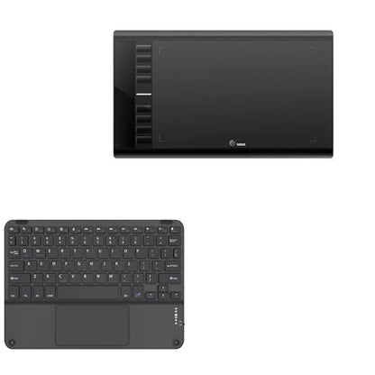 BoxWave Keyboard Compatible with UGEE M708 V3 - SlimKeys Bluetooth Keyboard with Trackpad, Portable Slim TouchPad - Jet Black