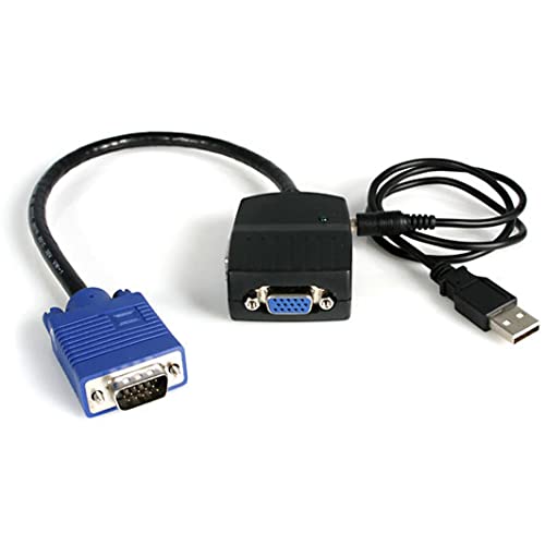 StarTech.com 2 Port VGA Video Splitter - USB Powered - 2048x1536 - VGA Video Monitor Splitter Dual Port (ST122LE) Black - style: 2 Port (USB Powered)