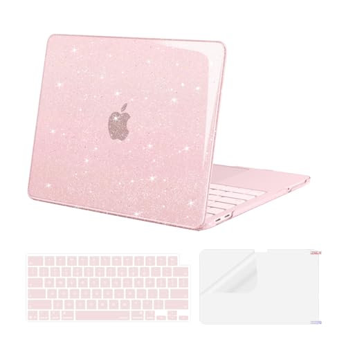 MOSISO Glitter Cover Compatible with MacBook Neo Case 13 inch 2026 Release Model A3404 with A18 Pro Chip, Crack-Resistant Protective Sparkly Hard Shell Case&Keyboard Cover&Screen Film, Blush - color: Blush