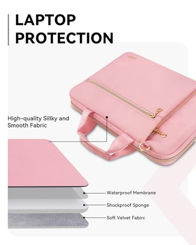 Laptop Bag Case for Women Men Messenger Briefcase Bag, 15.6 16 Inch | Compatible with MacBook Pro M5/HP OmniBook Omen Envy/Dell Pro Inspiron/Lenovo Yoga IdealPad, Carrying Computer Bag, Pink - color: Pink, size: 15.6 inch