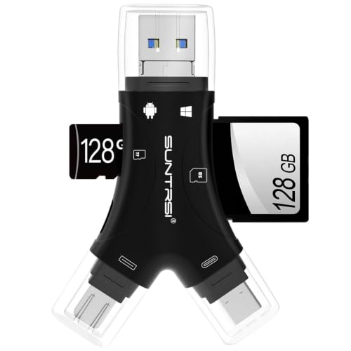 SD Card Reader for iPhone/ipad/Android/Mac/Computer/Camera,4 in1 Micro SD Card Reader Trail Camera Viewer, Portable Memory Card Reader SD Card Adapter for SD and TF Cards(Black) - color: Black