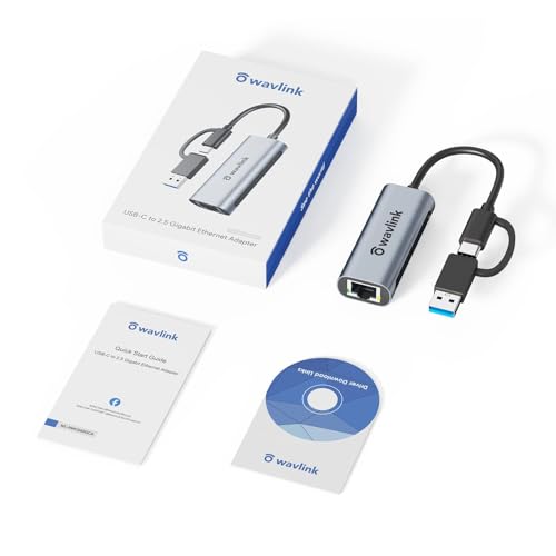 Wavlink USB C to Ethernet Adapter 2.5 Gbps, 2-in-1 USB to 2.5G Ethernet Adapter, USB-C to RJ45 Network Converter (Thunderbolt 4/3 Compatible), Aluminum Case for Windows, Mac OS, iPad OS and More. - color: NWU330GCA