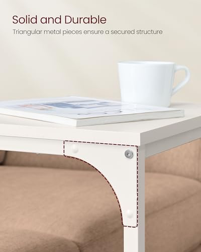 VASAGLE C-Shaped End Table, Side Table for Sofa, Couch Table with Metal Frame, Small TV Tray Table for Living Room, Bedroom, Cream White ULET353W77 - color: Cream White