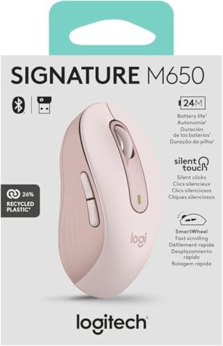 Logitech Signature M650 Wireless Mouse Small to Medium Sized Hands - Rose - color: Rose