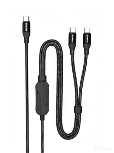 Huntkey USB C Cable 140W Max, 2-in-1 USB C to USB C Cable, Fast Charging Cord Type C for MacBook Air/Pro, iPhone 17/16/15 Pro, Plus, Pro Max, iPad and More (Braided)