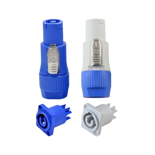 Powercon Connector Input/Output Set - Suitable for NAC3FCA Female Jack AC to Male Powercon Plug - color: 1 Set Blue+1 Set White