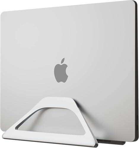 Aluminum Vertical Laptop Stand with Gravity Auto-Lock – Adjustable Laptop Holder Vertical fits MacBook Pro/Air, Chromebook & Gaming Laptops up to 17.3" – Space-Saving Desktop Dock - Silver - color: Silver