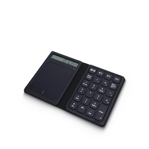 LICAEVEY 23 Keys Bluetooth Number Pad with Touchpad and Calculator 3-in-1 Foldable Ultra Thin Wireless Numeric Keypad for Laptop Tablet PC Includes PU Leather Case