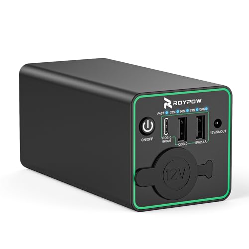 RoyPow 30W PD Portable Charger with 12V 10A Constant Voltage Cigarette Lighter Socket, 86.58Wh USB C Laptop Power Bank, 18W QC & 12V DC Battery Pack, Perfect for Dash Cam or Camping(Upgraded Version) - color: Green
