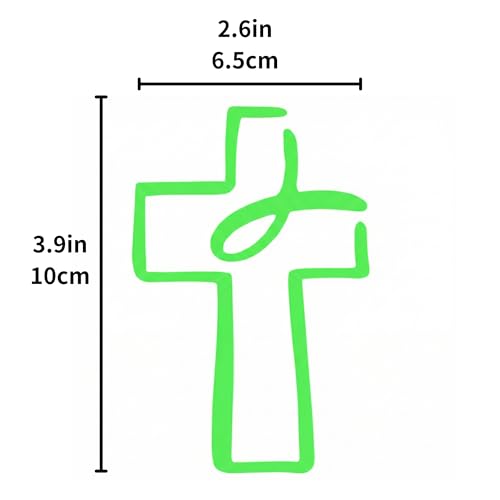 2 Pieces Fluorescent Neon Green Cross & Buddha, Skull Car Decal, Safety Religious Spiritual Stickers for SUV, Windows, Motorcycles, Skateboard Christian Night Visibility Hide Scratches (Cross B) - color: Cross B
