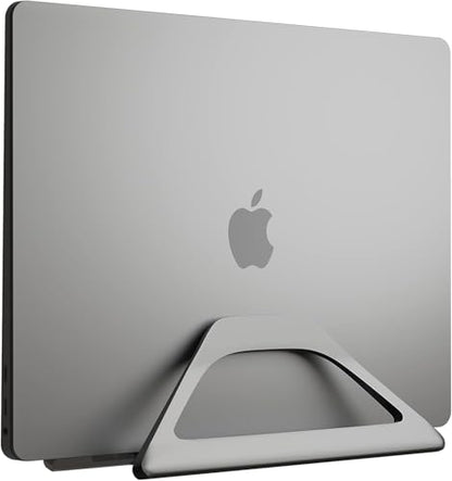 Aluminum Vertical Laptop Stand with Gravity Auto-Lock – Adjustable Laptop Holder Vertical fits MacBook Pro/Air, Chromebook & Gaming Laptops up to 17.3" – Space-Saving Desktop Dock - Grey - color: Grey