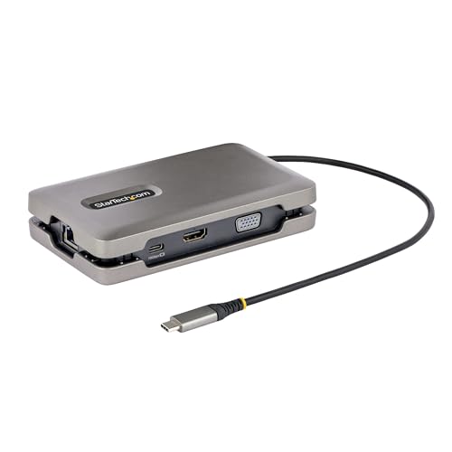 StarTech.com USB-C Docking Station for Windows and ChromeOS, Dual Monitor 4K 60Hz USB-C/HDMI or 1080p VGA, HDR10, USB 10Gbps Hub, 100W Laptop Charging, GbE - TAA | 80W laptop charging, USB 10Gbps data, Single display on Apple M1 M2 M3, MAC address passthr