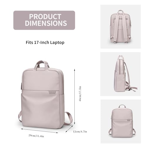 GOLF SUPAGS Travel Laptop Backpack for Women Anti Theft Slim Durable College Bookbag Business Computer Bag Fit 17Inch Notebook (Pinkish Grey, 17Inch) - color: Pinkish Grey, size: 17 Inch
