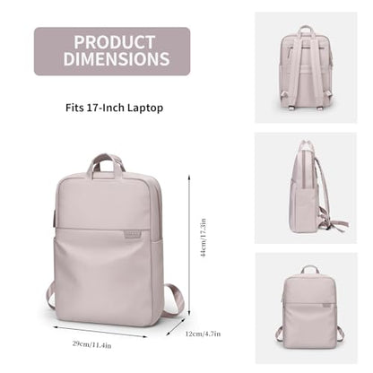 GOLF SUPAGS Travel Laptop Backpack for Women Anti Theft Slim Durable College Bookbag Business Computer Bag Fit 17Inch Notebook (Pinkish Grey, 17Inch) - color: Pinkish Grey, size: 17 Inch
