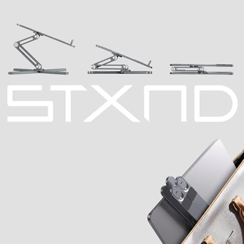 Model-X 2.0 Laptop Stand, Laptop Stand for Desk Adjustable Height | 360 Rotating Laptop Riser Aluminum Portable Foldable Computer Stand for MacBook Pro Air 10–17 in (Royal Gray) - color: Royal Gray