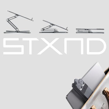 Model-X 2.0 Laptop Stand, Laptop Stand for Desk Adjustable Height | 360 Rotating Laptop Riser Aluminum Portable Foldable Computer Stand for MacBook Pro Air 10–17 in (Royal Gray) - color: Royal Gray