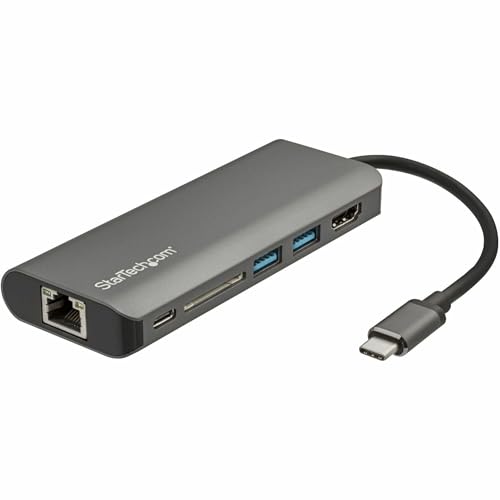 StarTech 6-in-1 USB-C Travel Dock, 4K HDMI, 100W PD, 3x USB Hub, SD, GbE | USB-C Multiport Adapter, Mini Dock for MacBook / Dell / Thinkpad / HP, Thunderbolt compatible - style: 6-IN-1 with SD
