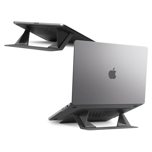 Spigen Slim Fold Portable Laptop Stand Foldable Ergonomic Angle Lift Anti-Slip Compatible with MacBook Neo, MacBook Air, MacBook Pro 11"-14" and More - Black (LD201-S6) - color: LD201-S6, size: Non-Adhesive