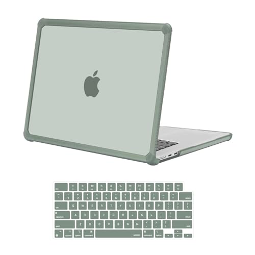 MOSISO Compatible with MacBook Air 15 inch Case M5 2026 M4 M3 M2 2025-2023 | A3448 A3241 A3114 A2941,Anti-Cracking,Heavy Duty Shock-Absorbing Hard Shell Case with TPU Bumper&Keyboard Cover,Emerald Green - color: Emerald Green