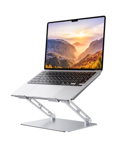 Orlian Foldable Aluminum Laptop Stand for 10-17.3" Laptops, Height Adjustable Portable Ergonomic Computer Holder, Space Saving Desk with Heat Dissipation. Compatible with MacBook/Dell/HP etc, Silver - color: Silver, size: 17.3"