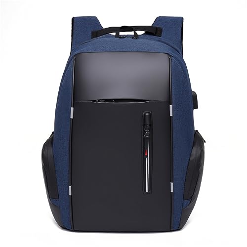 Men's Business Laptop Bag Multifunctional Rechargeable USB Backpack - color: Blue