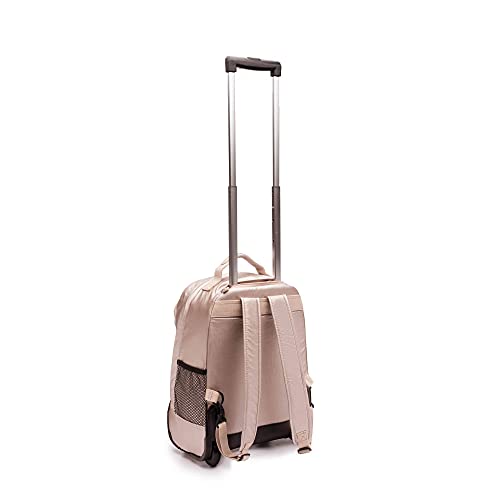 Kipling Sanaa Large Metallic Rolling Backpack Quartz Metallic - color: Quartz Metallic, size: 12.5" x 18.5" x 10.75"