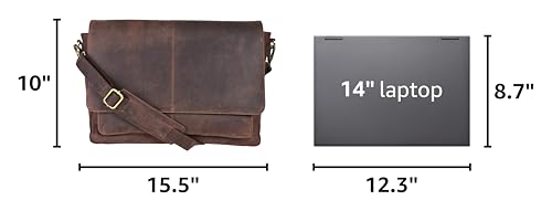 Oak Leathers Leather Messenger Bag for Men and Women - Laptop Briefcase Bag For College, Office, Adjustable Shoulder Strap - color: Wood
