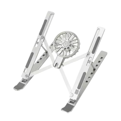 Adjustable Laptop Cooling Stand with Fan, Foldable Portable 7-Level Height Adjustment,(Silvery) - color: Silvery