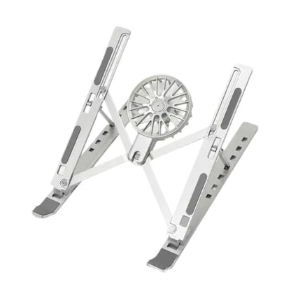 Adjustable Laptop Cooling Stand with Fan, Foldable Portable 7-Level Height Adjustment,(Silvery) - color: Silvery