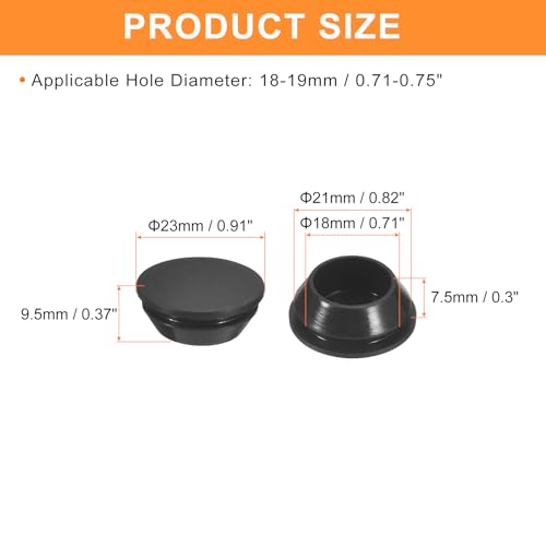 Uxcell 25Pcs Silicone Rubber Round Snap-in Locking Plugs for 18-19mm Holes, Waterproof Stoppers for Metal Tube, Furniture End Caps Inserts, Black - size: 18-19mm