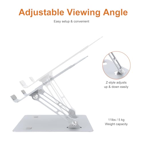 Ergonomic Laptop Stand for Desk, Adjustable Fits All Laptops and Notebooks up to 17 Inch Aluminum Alloy,Steel, Ultra-Thin,Ventilated Cooling Notebook Mount.