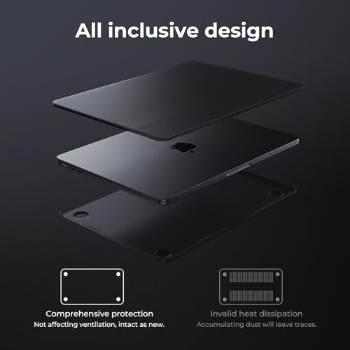 EooCoo Case for MacBook Air 13 inch M5/M4/M3/M2 2026-2022, Matte Black | Invisible Protection From Day One, Slim & Lightweight Design, For Work, Study & Travel - color: Matte Black